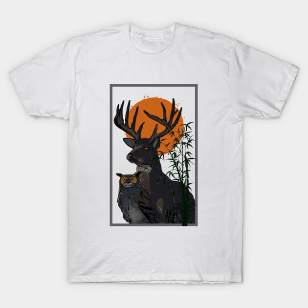 Deer and Owl T-Shirt by pilipsjanuariusDesign